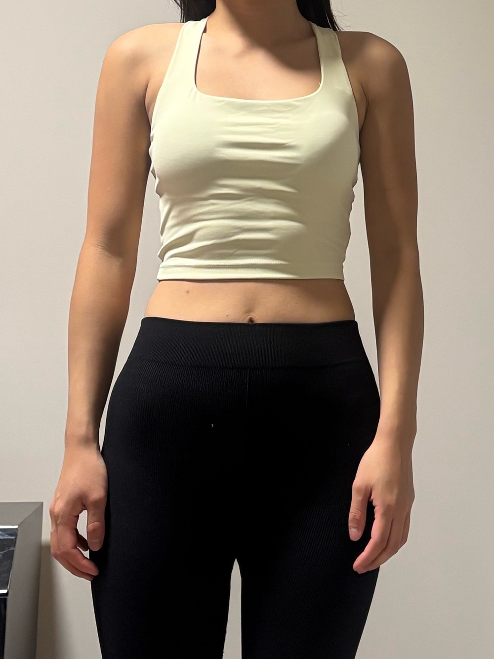 Light Yellow Racerback Crop Sports Bra - Sleek Support